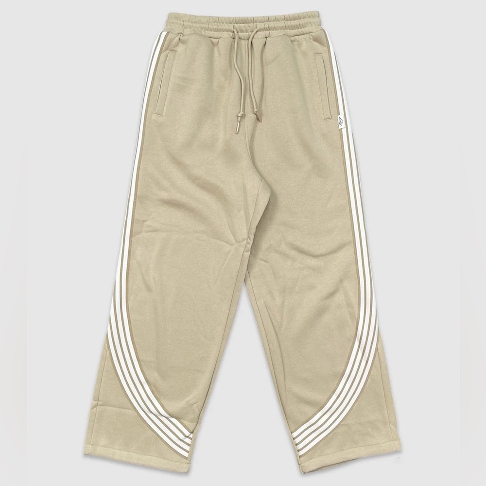 Beige Track Pants with White Stripes